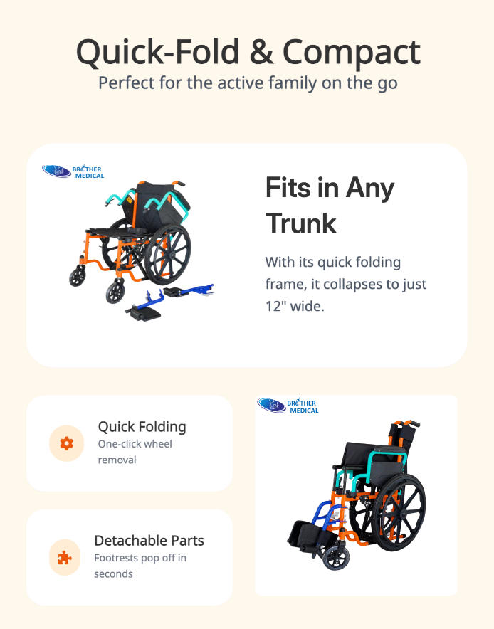 Fauteuil roulant pédiatrique à pliage rapide - Brother Medical