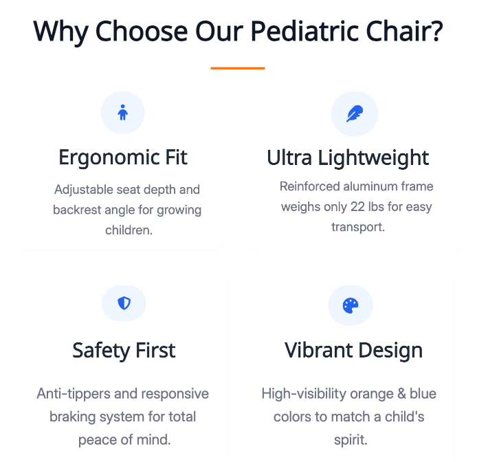 Avantages du fauteuil roulant pédiatrique Brother Medical