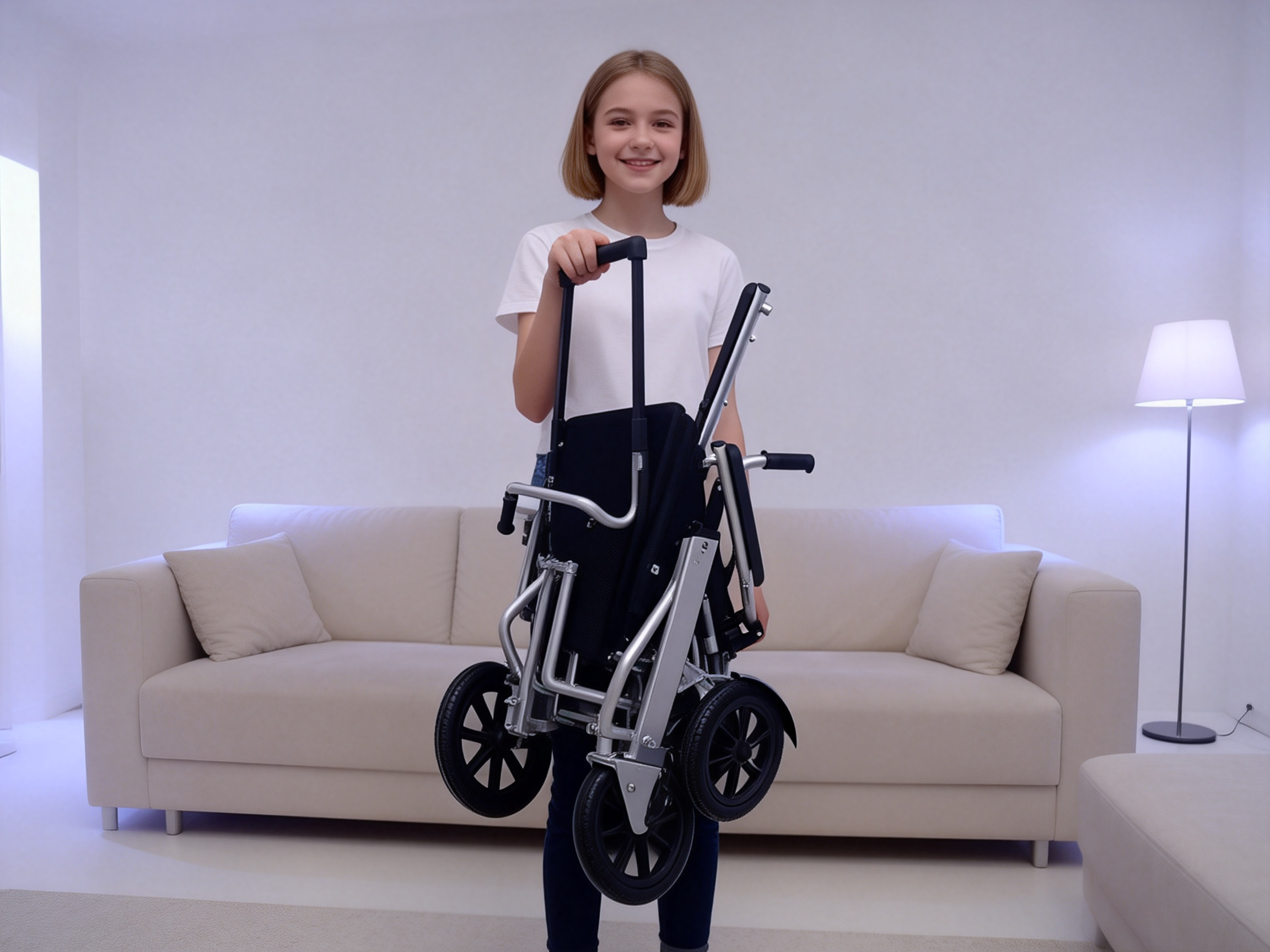 Fauteuil roulant électrique ultra léger plié facile à transporter et à transporter