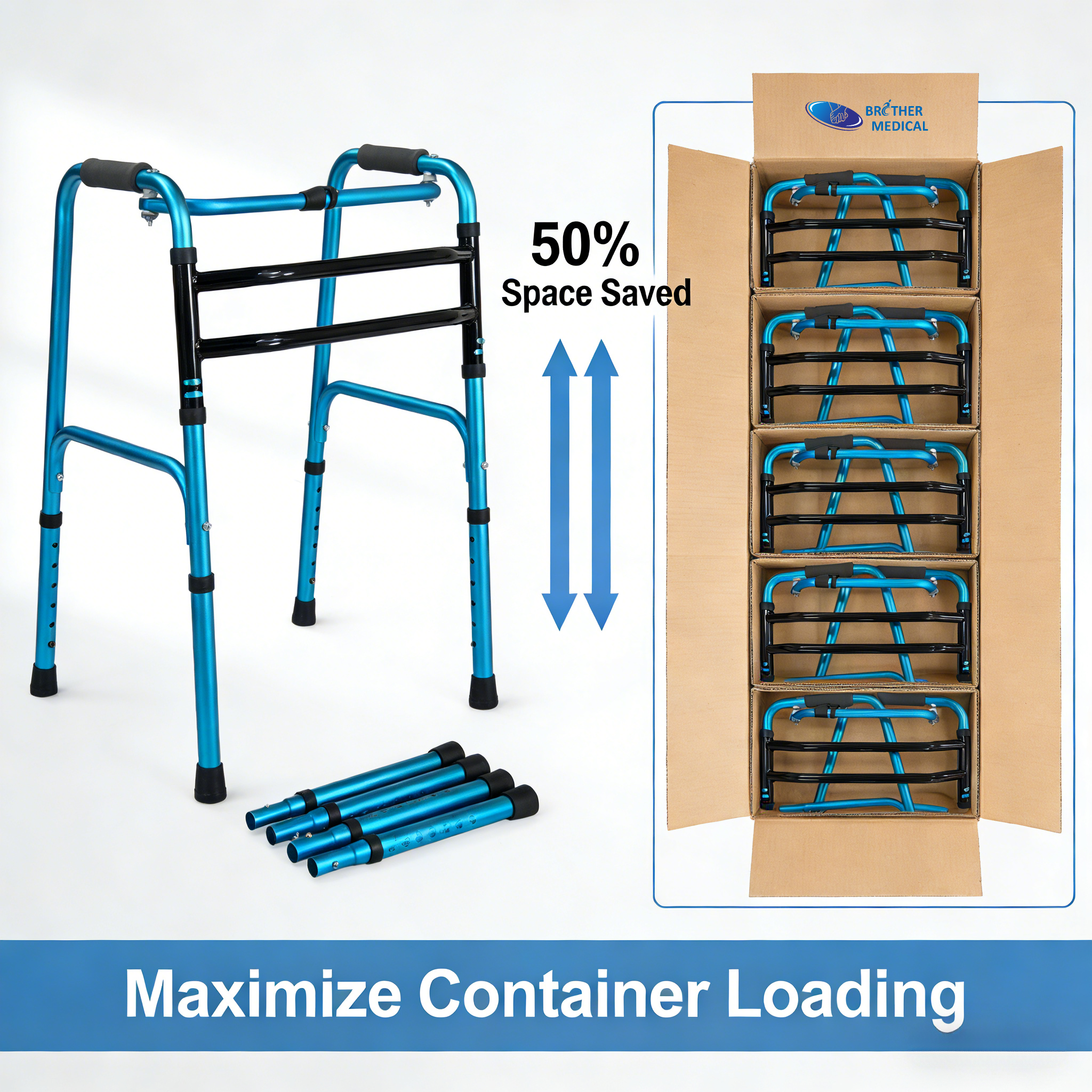 Aluminium Walker 3500 pièces par chargement de conteneur 40HQ