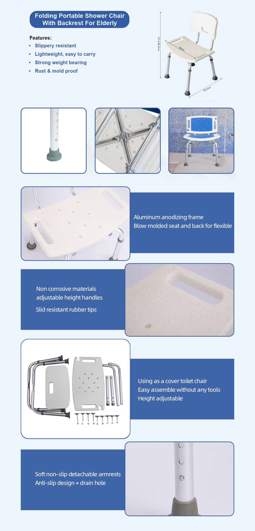 BME350 Description Description de la chaise de douche BME350