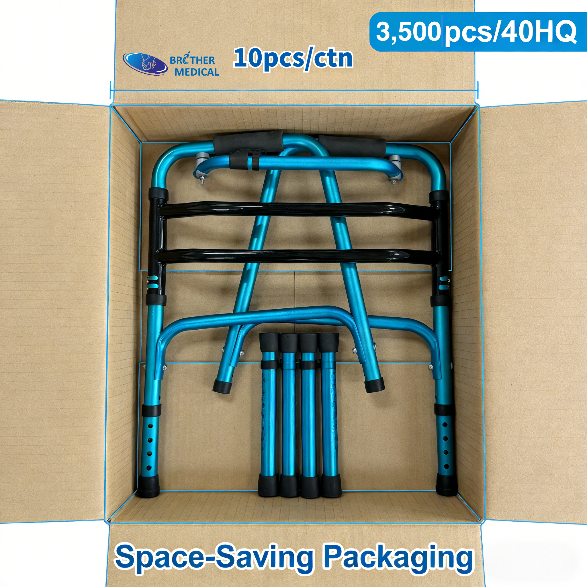 Walker en aluminium emballant 10 pièces par carton pour le chargement du conteneur