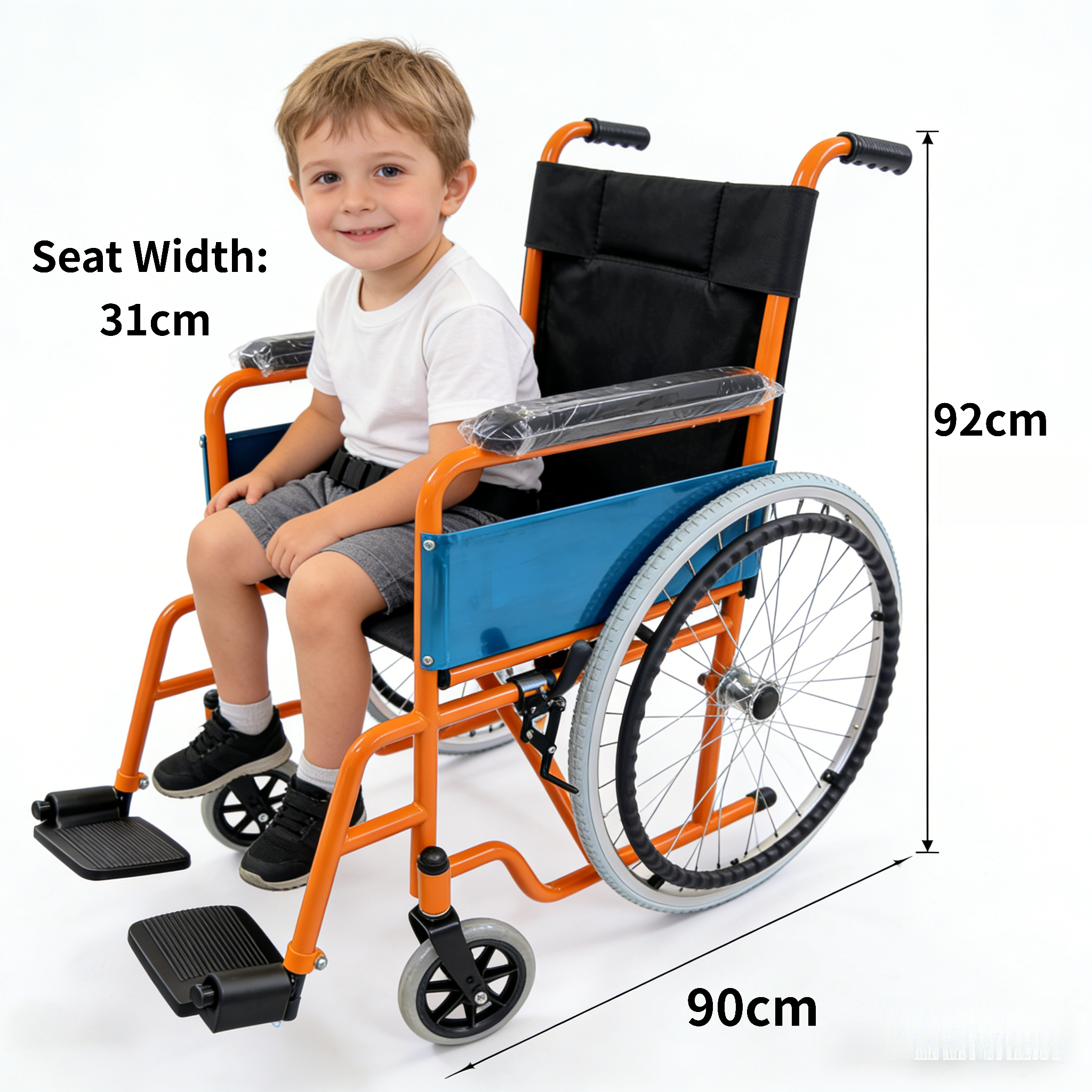 enfants assis dans un fauteuil roulant pédiatrique de 12 pouces