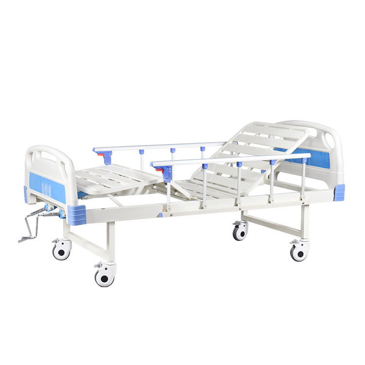 Meubles médicaux Deux manivelles pliantes réglables lit médical 2 fonctions manuel hospitalier lit