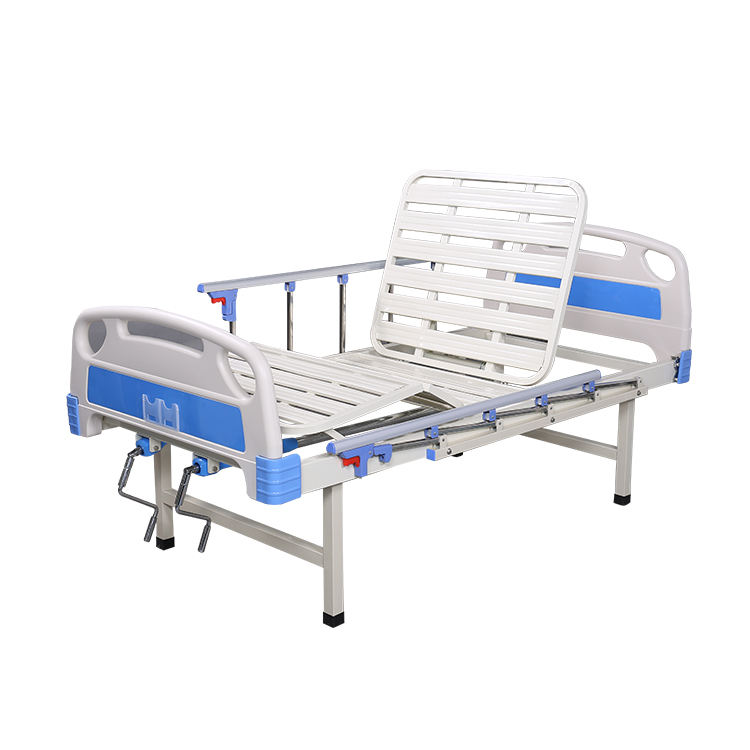 Meubles médicaux Deux manivelles pliantes réglables lit médical 2 fonctions manuel hospitalier lit