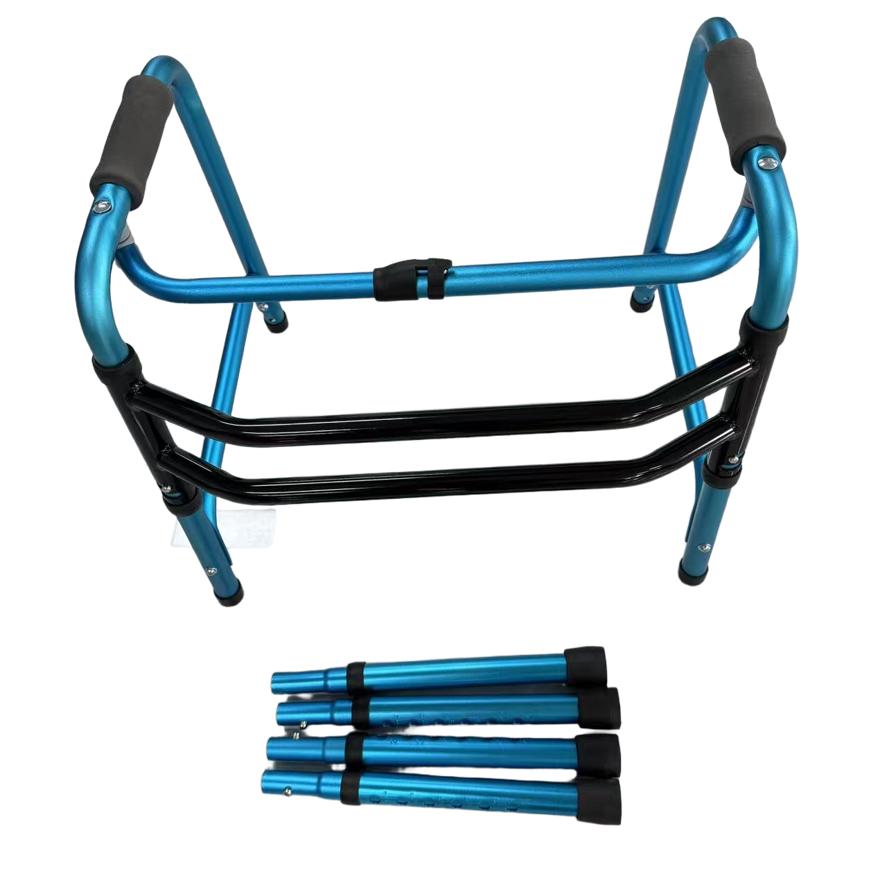Déambulateur en aluminium bleu avec pieds amovibles