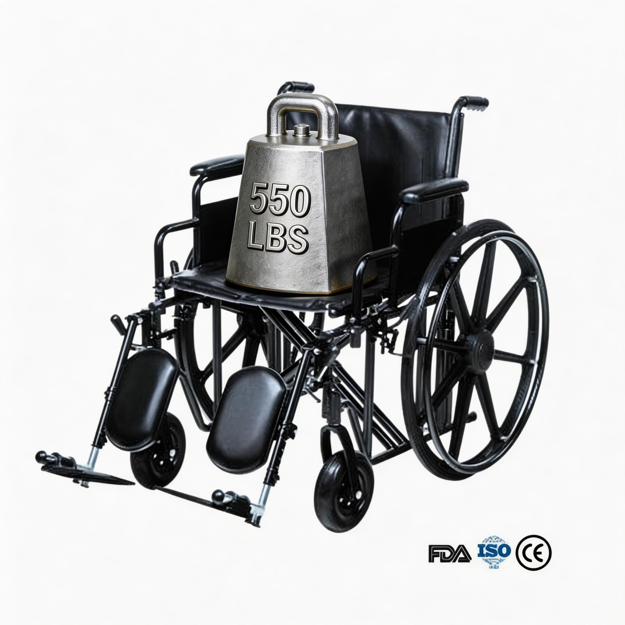 BME4618 Fauteuil roulant manuel bariatrique haute capacité de 28 pouces | Charge maximale de 500 lb