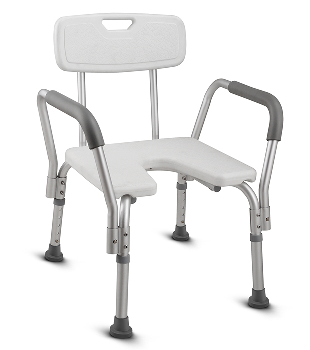 Chaise de douche pivotante pour les personnes âgées avec les bras