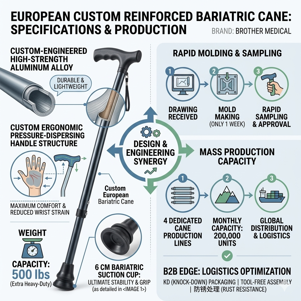 canne bariatrique renforc&eacute;e sur mesure europ&eacute;enne