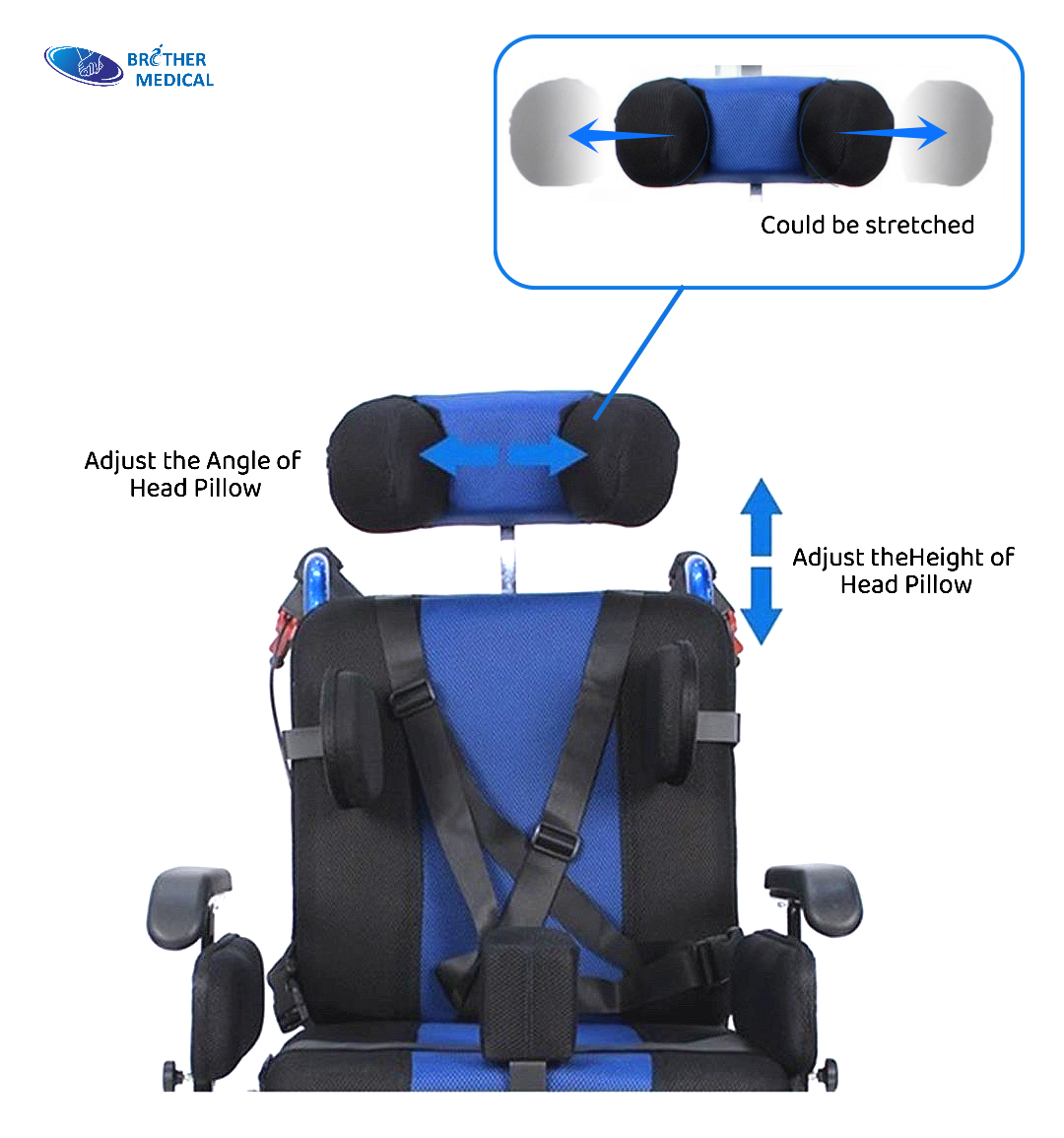 Vente en gros de fauteuils roulants CP, appui-tête réglable, Brother Medical