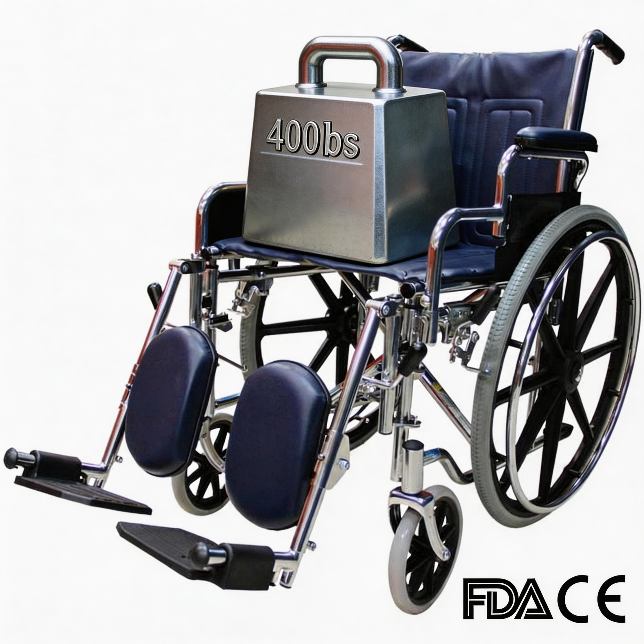 Fauteuil roulant bariatrique chromé BME4618 - Mobilité robuste de 400 lb