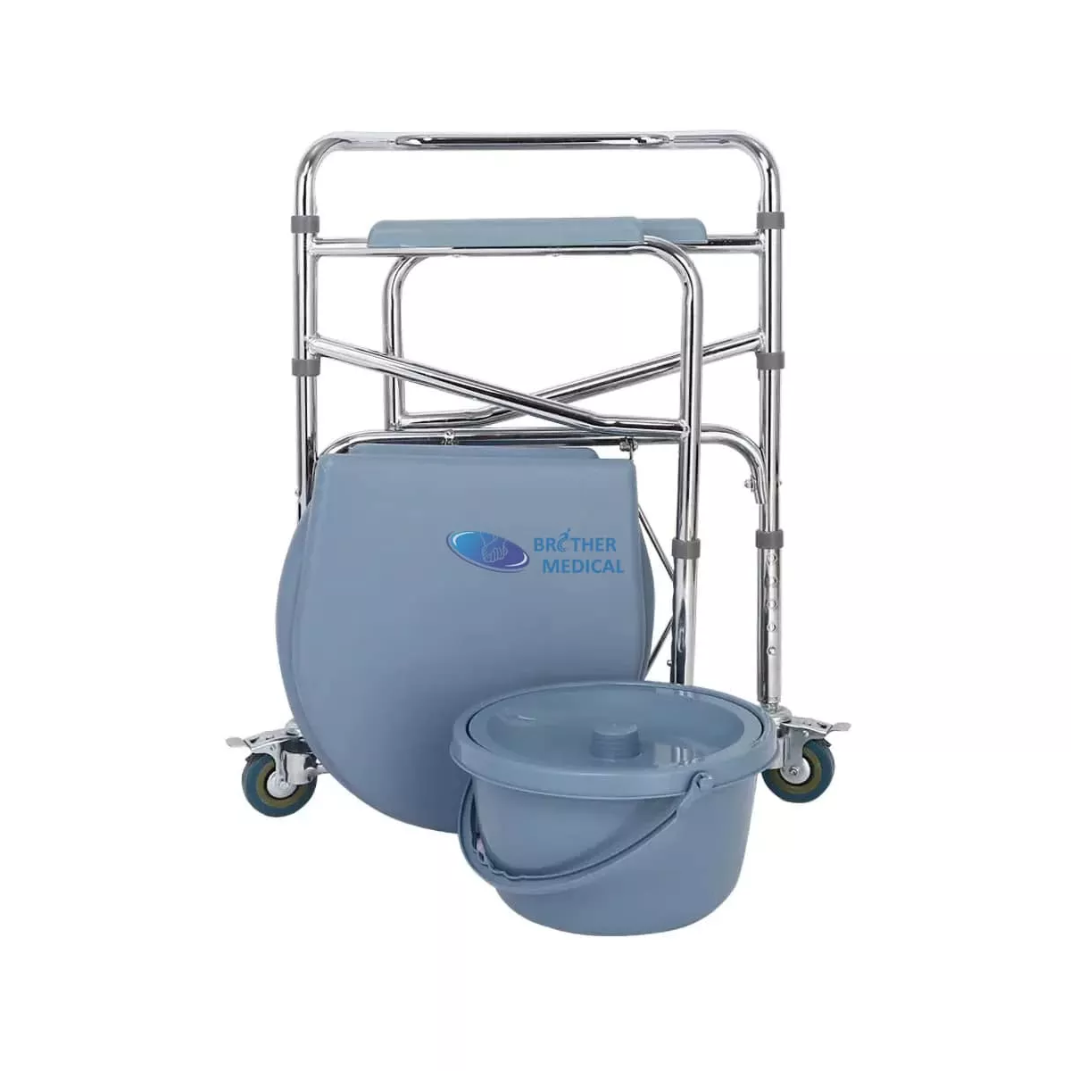 Petite chaise de commode médicale auto-propulsée avec roues