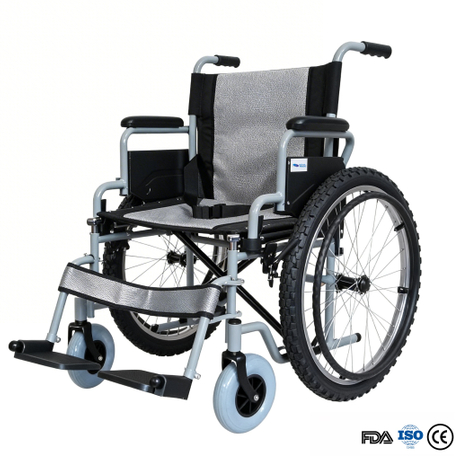 Fauteuil roulant manuel tout-terrain Fat Tire en gros | Roues arrière personnalisables et cadre en acier robuste