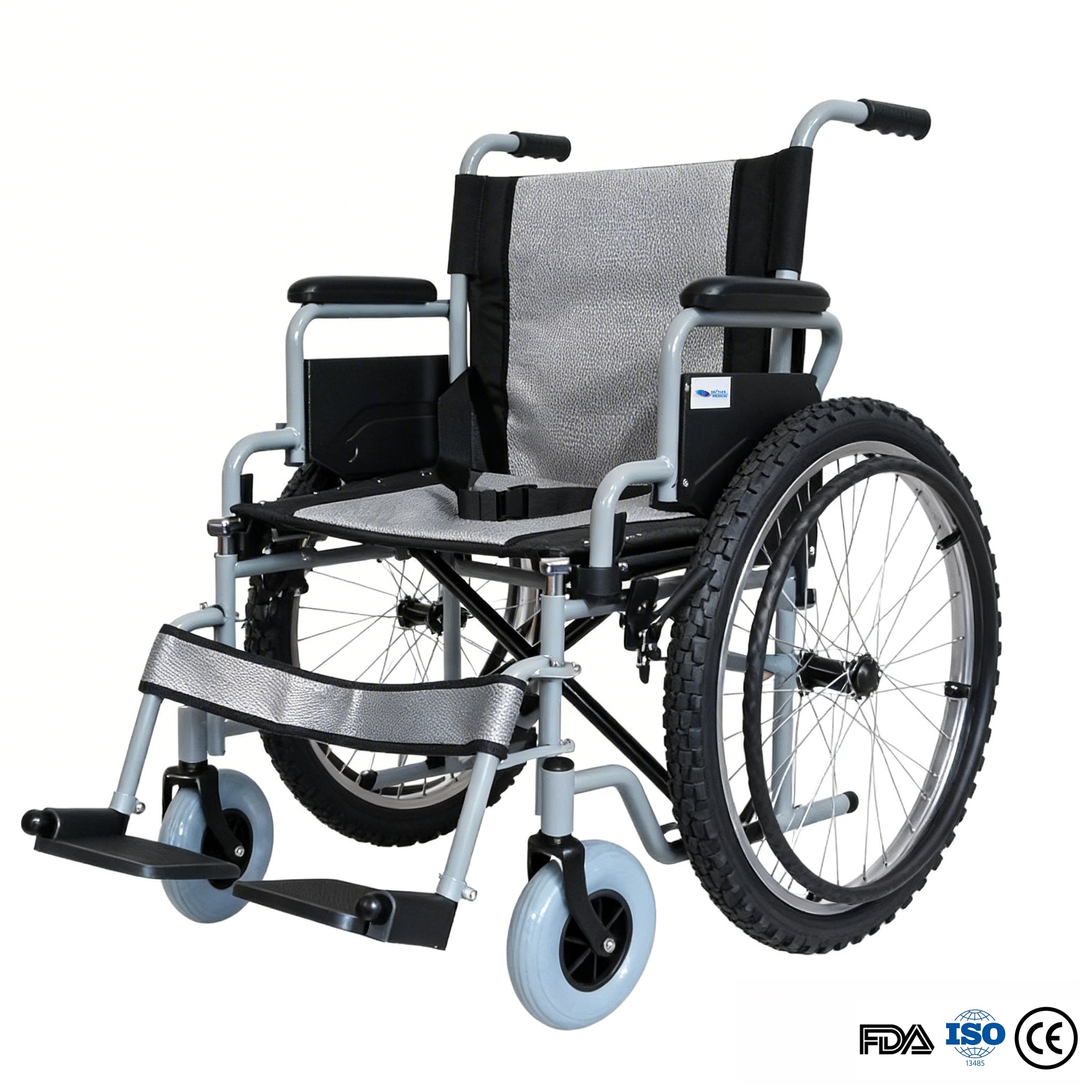 Fauteuil roulant manuel tout-terrain Fat Tire en gros | Roues arrière personnalisables et cadre en acier robuste
