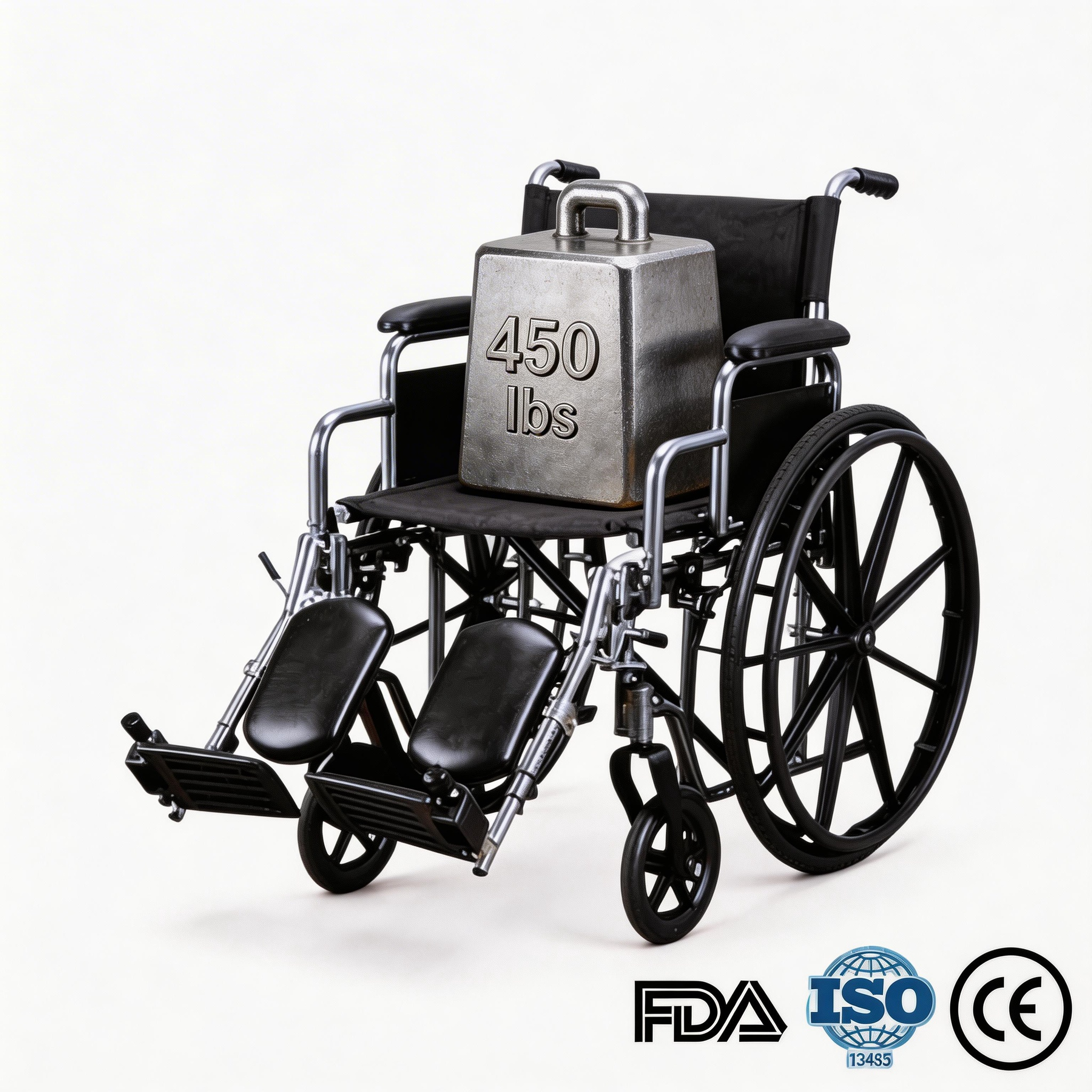 BME4618 Fauteuil roulant manuel bariatrique haute capacité de 24 pouces | Charge maximale de 400 lb