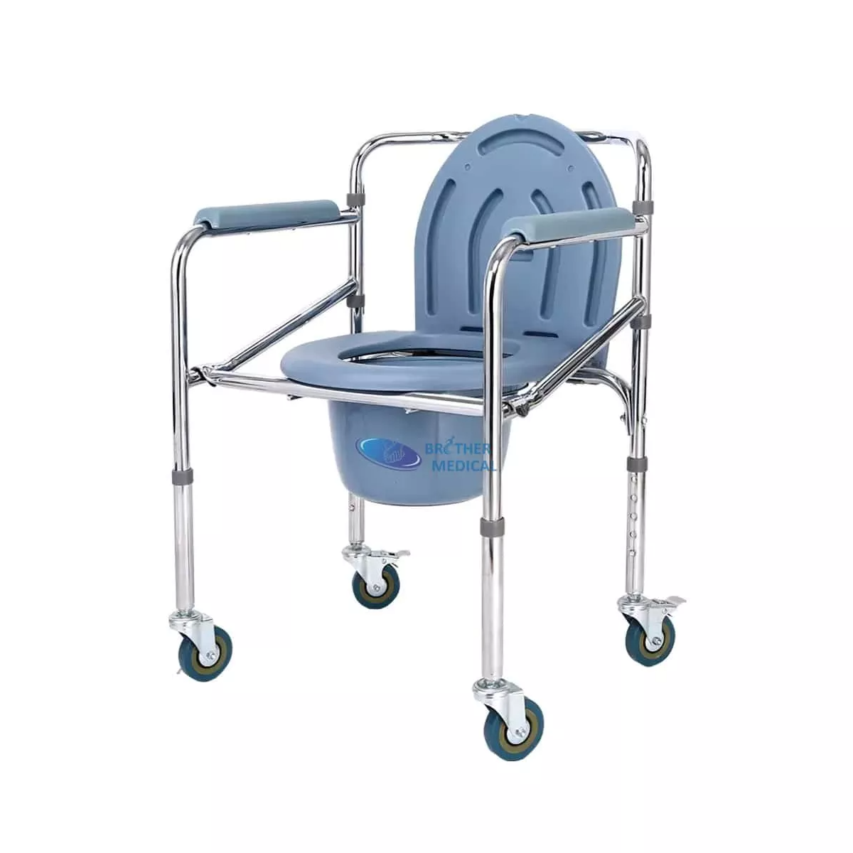 Petite chaise de commode médicale auto-propulsée avec roues