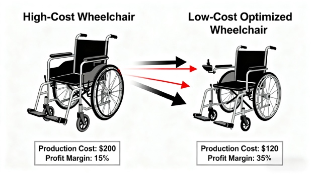 Optimisation des fauteuils roulants en &eacute;liminant les pi&egrave;ces redondantes pour une rentabilit&eacute; et des profits plus &eacute;lev&eacute;s