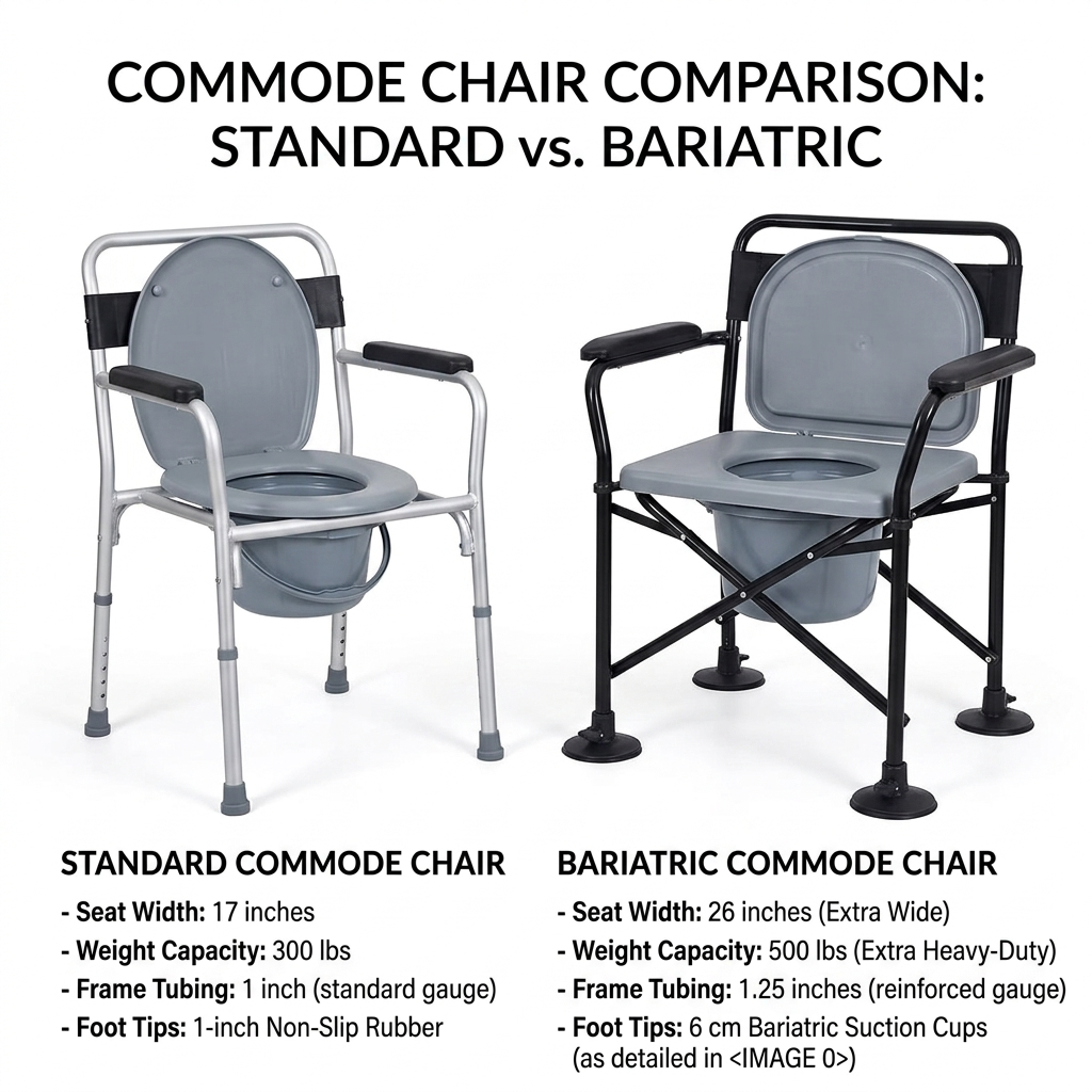 chaise d'aisance de chevet standard ou bariatrique