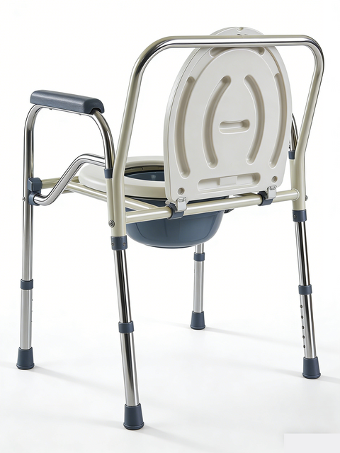  Chaise de commode en plastique pliant avec chaise de commode de siège de toilette avec toilette à godet de main courante