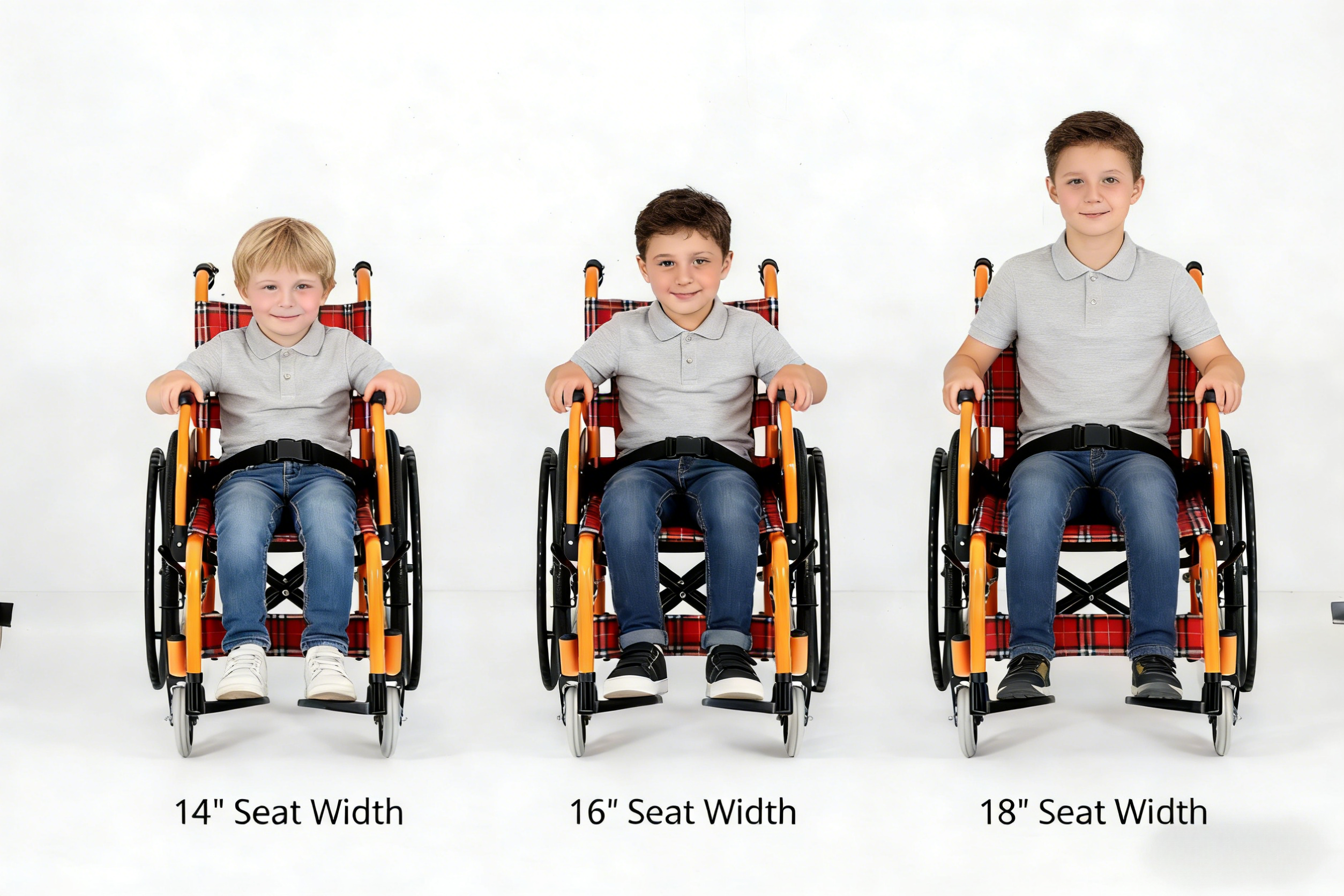 Fauteuil roulant réglable en hauteur s'adaptant de la taille enfant à la taille ado