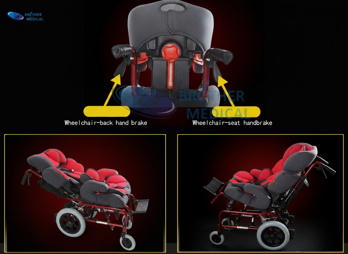 Frein de sécurité : frein à main pour dossier de fauteuil roulant et frein à main pour siège