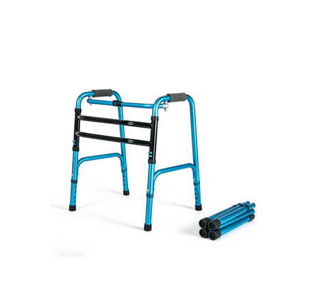 Déambulateur en aluminium bleu avec pieds amovibles